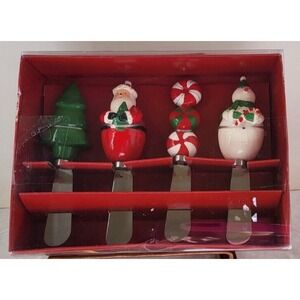 St. Nicholas Square Candy Greetings Set of 4 Christmas Spreaders Santa Snowman